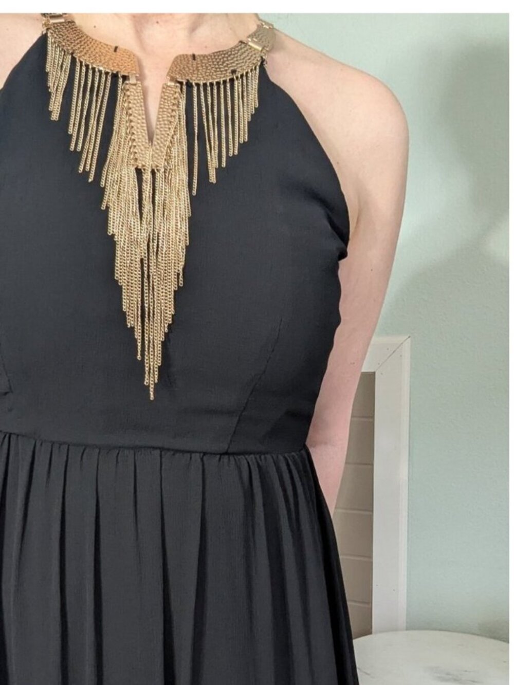 NWT H&M Studio Black Flowy Chiffon Maxi Dress Size 8